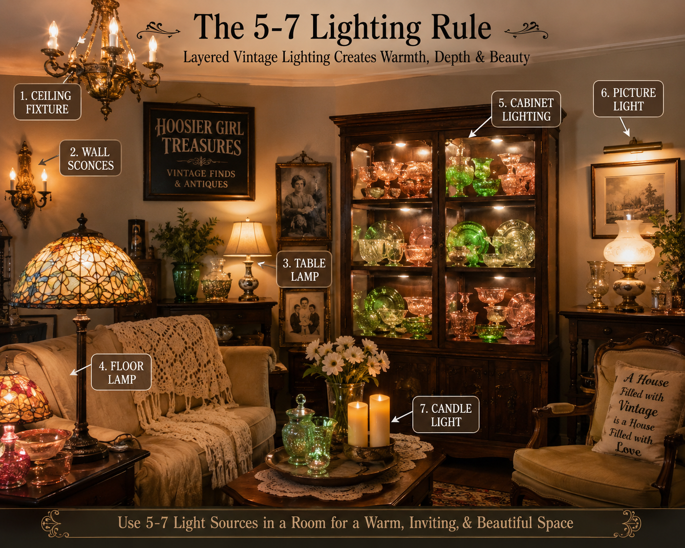 The 5-7 Lighting Rule: The Secret to Beautiful Vintage Glass Displays