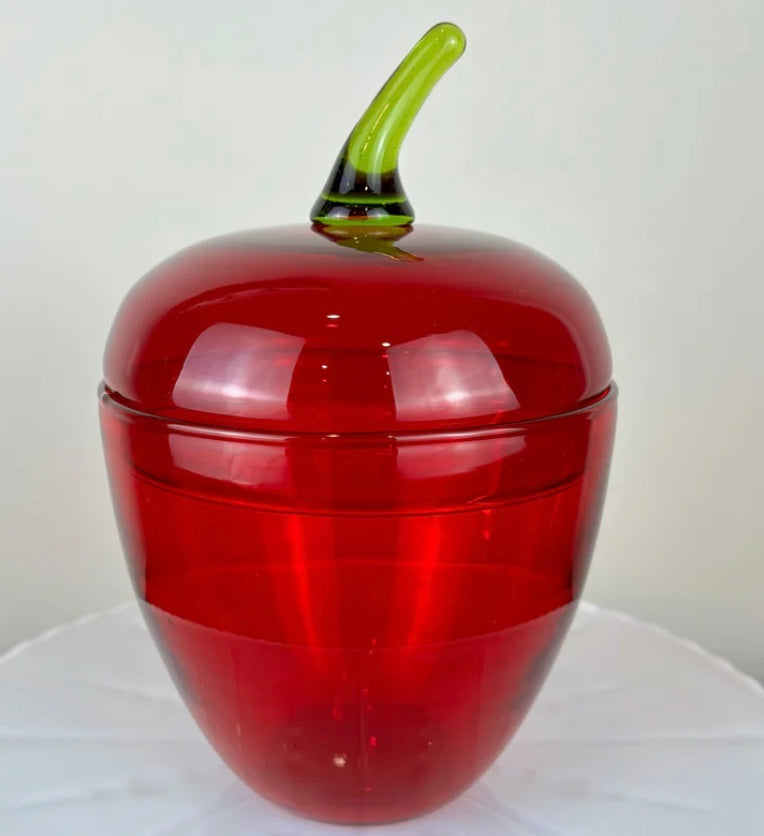 A Closer Look at the Viking Glass Epic Ruby Covered Apple Candy Jar