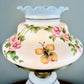 Vintage Butterfly Pink Floral Milk Glass Hurricane Lamp | Vintage Lamp