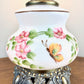Vintage Butterfly Pink Floral Milk Glass Hurricane Lamp | Vintage Lamp
