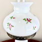 Vintage Pink Rose Floral Milk Glass Hurricane Lamp | Vintage Lamp
