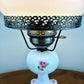 Vintage Pink Rose Floral Milk Glass Hurricane Lamp | Vintage Lamp