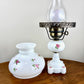 Vintage Pink Rose Floral Milk Glass Hurricane Lamp | Vintage Lamp