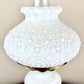 Vintage Embossed Floral Dot Milk Glass Hurricane Lamp