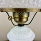 Vintage Embossed Floral Dot Milk Glass Hurricane Lamp