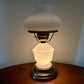 Vintage Embossed Floral Dot Milk Glass Hurricane Lamp