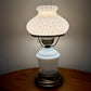 Vintage Embossed Floral Dot Milk Glass Hurricane Lamp