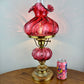 Vintage Fenton Cranberry Paisley Glass Hurricane Lamp