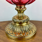 Vintage Fenton Cranberry Paisley Glass Hurricane Lamp