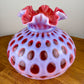 Fenton Cranberry Coin Dot Opalescent Hurricane Lamp Shade | Fenton Glass Shade