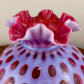 Fenton Cranberry Coin Dot Opalescent Hurricane Lamp Shade | Fenton Glass Shade