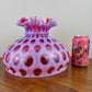 Fenton Cranberry Coin Dot Opalescent Hurricane Lamp Shade | Fenton Glass Shade