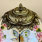 Vintage Opalescent Luster Blue Butterfly Pink Yellow Floral Glass Nightlight Lamp