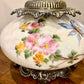 Vintage Opalescent Luster Blue Butterfly Pink Yellow Floral Glass Nightlight Lamp