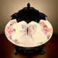 Vintage Opalescent Luster Blue Butterfly Pink Yellow Floral Glass Nightlight Lamp