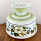 Large Quoizel Green Floral Hurricane Lamp Shade | Glass Shade