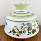 Large Quoizel Green Floral Hurricane Lamp Shade | Glass Shade
