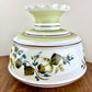 Large Quoizel Green Floral Hurricane Lamp Shade | Glass Shade