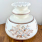 Large Quoizel White Blue Floral Trim Hurricane Lamp Shade | Glass Shade