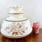 Large Quoizel White Blue Floral Trim Hurricane Lamp Shade | Glass Shade