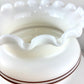 Large Quoizel White Blue Floral Trim Hurricane Lamp Shade | Glass Shade