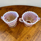 Vintage Duncan & Miller Pink Opalescent Hobnail Glass Creamer and Sugar Set