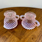 Vintage Duncan & Miller Pink Opalescent Hobnail Glass Creamer and Sugar Set