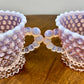 Vintage Duncan & Miller Pink Opalescent Hobnail Glass Creamer and Sugar Set