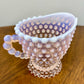 Vintage Duncan & Miller Pink Opalescent Hobnail Glass Creamer and Sugar Set