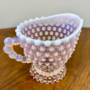 Vintage Duncan & Miller Pink Opalescent Hobnail Glass Creamer and Sugar Set