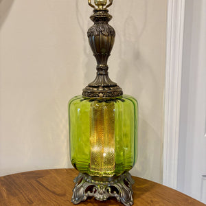 Vintage Green Glass Table Lamp | Vintage Lamp