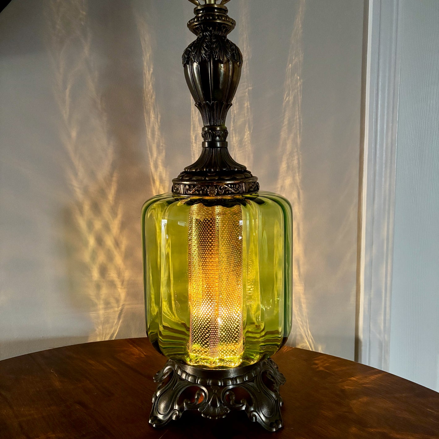Vintage Green Glass Table Lamp | Vintage Lamp