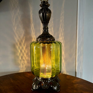Vintage Green Glass Table Lamp | Vintage Lamp
