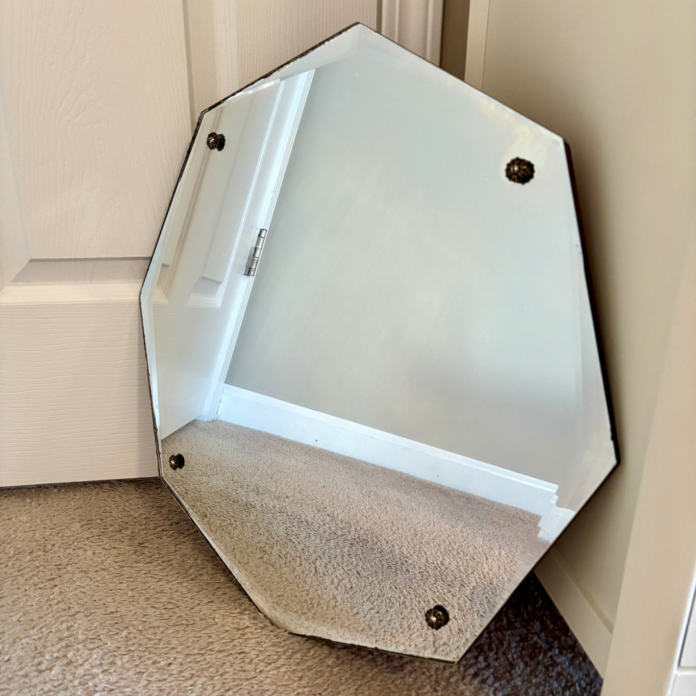 Vintage Frameless Beveled Octagon Wall Mirror 19.5" | Vintage Mirror