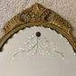 Antique July 8, 1930 Etched Leaves Dots Scalloped Glass Mirror | Vintage Mirror