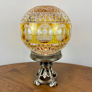Vintage Amber Cut To Clear Crystal Glass Nightlight Lamp | Vintage Lamp