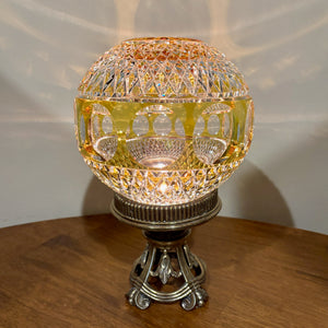 Vintage Amber Cut To Clear Crystal Glass Nightlight Lamp | Vintage Lamp