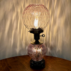Vintage Purple Pink Optic Glass Gone With The Wind Lamp | Vintage Lamp