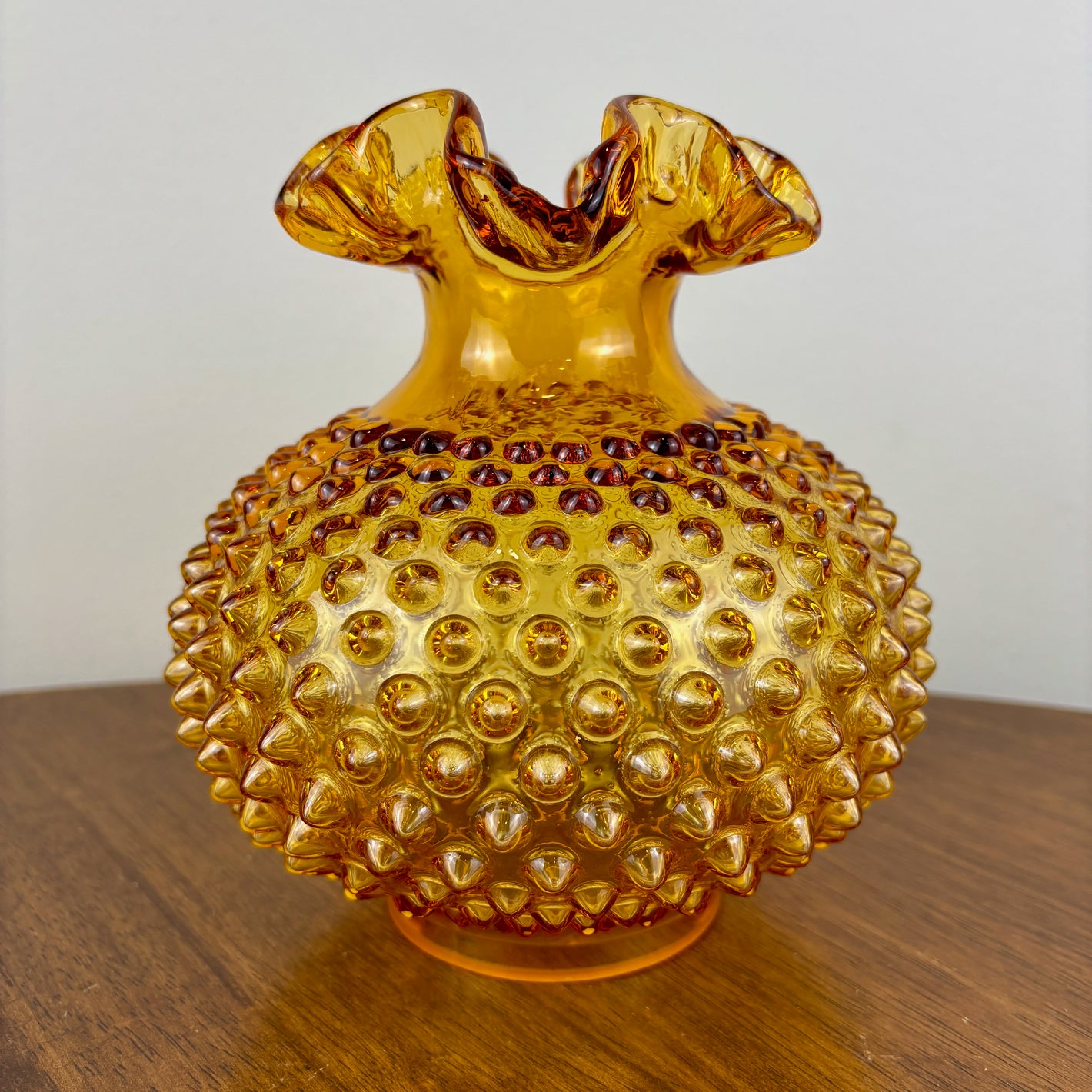 Fenton Amber Hobnail Glass Hurricane Shade 3 Inch Fitter | Glass Shade