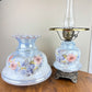 Vintage Blue Luster Blue Pink Floral Hurricane Lamp | Vintage Lamp
