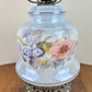 Vintage Blue Luster Blue Pink Floral Hurricane Lamp | Vintage Lamp