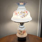 Vintage Blue Luster Blue Pink Floral Hurricane Lamp | Vintage Lamp