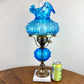 Vintage Fenton Colonial Blue Cabbage Rose Glass Hurricane Lamp | Vintage Lamp