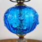 Vintage Fenton Colonial Blue Cabbage Rose Glass Hurricane Lamp | Vintage Lamp