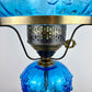 Vintage Fenton Colonial Blue Cabbage Rose Glass Hurricane Lamp | Vintage Lamp