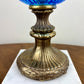 Vintage Fenton Colonial Blue Cabbage Rose Glass Hurricane Lamp | Vintage Lamp