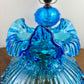 Vintage Fenton Colonial Blue Cabbage Rose Glass Hurricane Lamp | Vintage Lamp