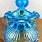 Vintage Fenton Colonial Blue Cabbage Rose Glass Hurricane Lamp | Vintage Lamp
