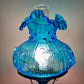 Vintage Fenton Colonial Blue Cabbage Rose Glass Hurricane Lamp | Vintage Lamp