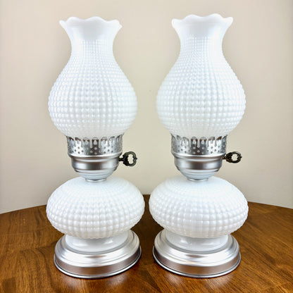 Pair Vintage White Milk Glass Lamps | Vintage Lamps